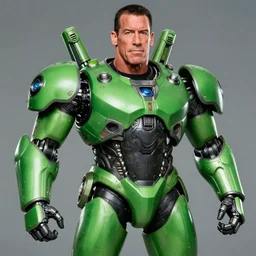 john cena in a green mech, photographed in real life