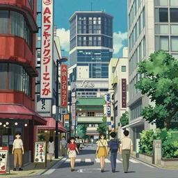 A utradetailed picture of tokyo street, AKihabara, wall paper, 4k, by Gibli studio.