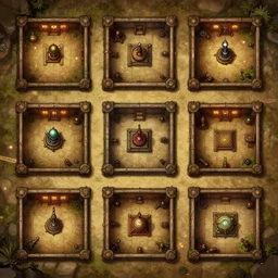 dungeon map by dysonlogos, nine rooms, map of osr dungeon, 1 0 foot, map of tomb of horror, trending of artstation, artstationhd
