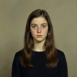 a thoughtful girl portrait, centered, artwork by Norman Rockwell, cinematic view, high quality