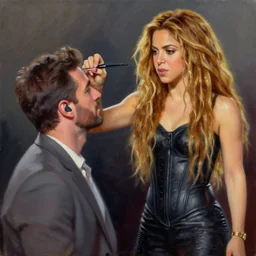 oil painting of the singer shakira creating a husband
