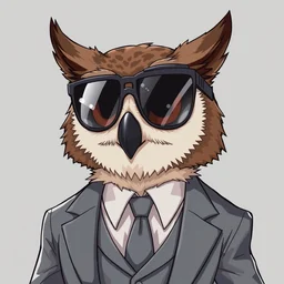 an anthropomorphic owl wearing mechanical sunglasses and grey suit, by kawacy, trending on pixiv, anime, furry art, trending on furaffinity, mafia member
