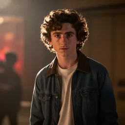 timothee chalamet in stranger things as vecna movie still, cinematic lighting, ray tracing, octane render, long lens, shallow depth of field, bokeh, anamorphic lens flare, 8 k, hyper detailed, 3 5 mm film grain