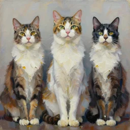 highly detailed painting of really tall cats by greg tocchini, thick brush strokes and visible paint layers, 4 k resolution