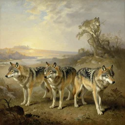 pack of wolves painting by Elke Vogelsang and George Stubbs