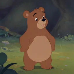 film still vintage disney animation style of the main character bear in the classic disney film talespin