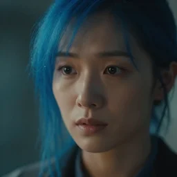 of sora on blue island detailed face motion blur photography 85mm cinematography cinematic