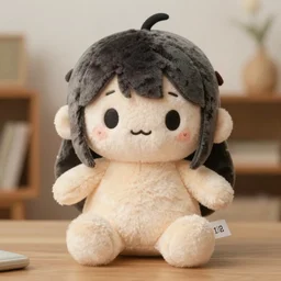 cute fumo plush of the kind of girl who forgets her keys inside the house on a regular basis