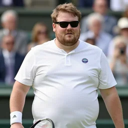 obese wimbledon player with goatee and sunglasses, still from a disney channel comedy, 2 0 1 5 cinematography