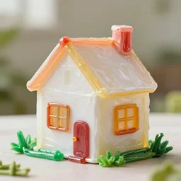 A realistic photo of a house made out of glue