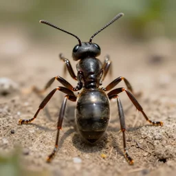 A large ant queen standing on her hind legs,  realistic detailed  digital art