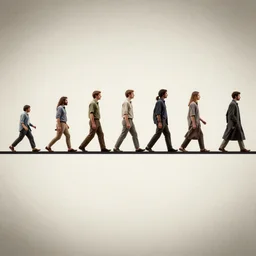 A timeline of the evolution of man, realistic photography
