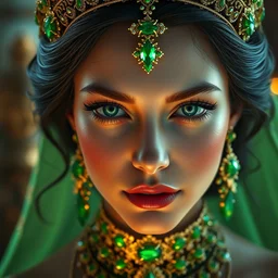 photo of wonderful princess of emerald with fair skin, glowing, ornate and intricate green jewelry, jaw dropping beauty, eyepopping colors, dynamic lighting, intricate and detailed, 4 k octane render
