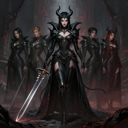 a detailed full body portrait of a black haired demon girl in a hellish world, the queen of blades, diablo 4 queen, a beautiful face, by dorian cleavenger, greg rutkowski, wlop, astri lohne, zdzisław beksinski, bastien lecouffe - deharme trending on artstation