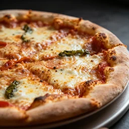 a extreme close up of new york style pizza, photo realistic, cinematic lighting, commercial photography