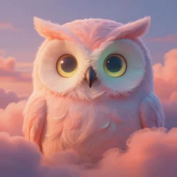 pareidolia fluorescent soft pleasing - palette friendly colossal gentle friendly giant mystical spirit owl - inspired phantom goddess of the turbulent wind, eyes, character portrait, close - up, pleasing palette, undulating nebulous sunset clouds, coral - colored adorable, friendly, dyllic cumulonimbus matte painting from fantasia pastel from fantasia ( 1 9 4 1 )