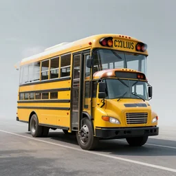 merge a human head and a school bus together, morphing 2 objects
