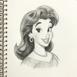 milt kahl pencil sketch of angie varona disney style