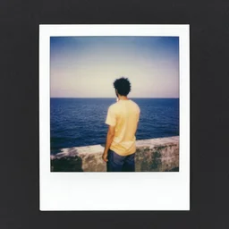 1970 color photo Polaroid of Moises opening the sea