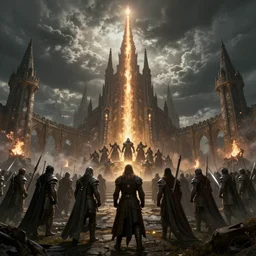 the great battle of the middle earth, cinematic light, unreal engine, extreme wide angle