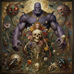 the platonic ideal of flowers, rotting, insects and praying of cletus kasady ultimate carnage thanos dementor wild hunt doctor manhattan chtulu nazgul mandelbulb davinci, d & d, fantasy, ego death, detailed, intricate, hyperrealism, intense, scary, decay, dmt, art by artgerm and greg rutkowski and alphonse mucha