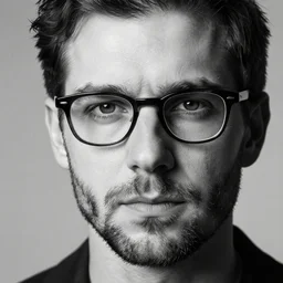 tommy ingberg portrait of a monochrome unshaven bespectacled man high definition