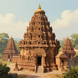 matte painting of a beautiful mon - dvaravati village buddhist temple sema, inspired by indian arts - amaravati, gupta, after gupta, and pala, digital art, trending on artstation