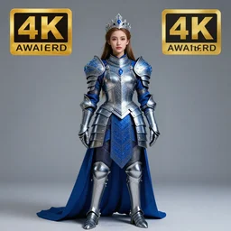 full length photo of a cute beautiful warrior queen wearing sapphire encrusted armour, highly detailed, 4 k, hdr, smooth, sharp focus, high resolution, award - winning photo