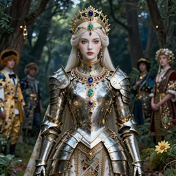 a masterpiece ultrarealistic ultradetailed portrait of a incredibly beautiful armored princess with incredible jewelery armor. baroque renaissance. in the night forest. medium shot, intricate, elegant, highly detailed. trending on artstation, digital art, by stanley artgerm lau, wlop, rossdraws, james jean, andrei riabovitchev, marc simonetti, yoshitaka amano. background by james jean and gustav klimt, light by julie bell, 4 k, porcelain skin.
