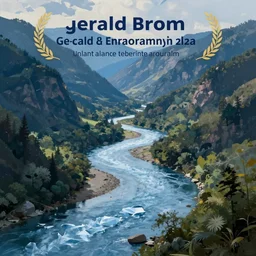 digital painting of a lush river valley by gerald brom. blue river. cold icy day. digital render. detailed. beautiful landscape.