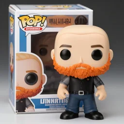 funko pop bald man with an orange beard and funko pop box