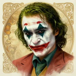 portrait of a joker, intricate, elegant, highly detailed, digital painting, artstation, concept art, smooth, sharp focus, illustration, art by artgerm and greg rutkowski and alphonse mucha, 8 k