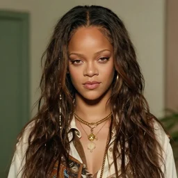 a portrait of a 1 9 6 0 s hippie looking like rihanna