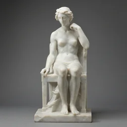 a sculpture of a person sitting on top of a chair, a marble sculpture by nicola samori, behance, neo - expressionism, marble sculpture, apocalypse art, made of mist 1 2 3 4 9. 2