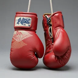 traditionnal japanese textile and boxing gloves redefine strength and vulnerability in sculptures, 8 k