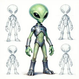 video game character alien creature 6 0 s concept art blueprint drawings