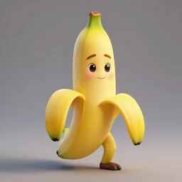 an anthromorphoic banana character that has the face of emma stone, fully detailed, octane render, 3 d
