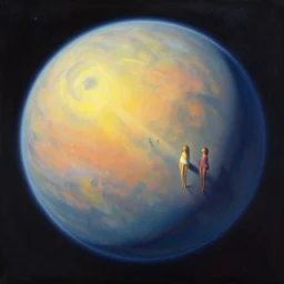 the planet of titan is filled with the beauty of light and the sounds of alien music. painting by william higginson, kopera, anton fedeev, anka zhuravleva