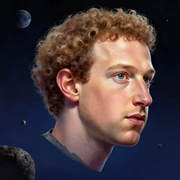A floating head of mark zuckerberg as an alien in space, fantasy art, in the style of artgerm, illustration, epic, fantasy, intricate, hyper detailed, artstation, concept art, smooth, sharp focus, ray tracing, vibrant, artgerm, award winning art, unrel engine