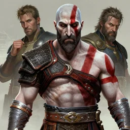 a highly detailed beautiful portrait of antony starr as kratos, by gregory manchess, james gurney, james jean