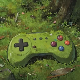 a stylized 2 d cinematic keyframe of the video game control, covered by nature, debris, abandoned, joy gaze, cel - shaded, classical animation, edge - to - edge print, rendered by studio ghibli, artgerm, alyssa monks, andreas rocha, david kassan, neil blevins, rule of thirds, golden ratio, ambient lighting