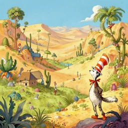 beguiling epic stunning beautiful insanely detailed landscape matte painting of the lush desert designed by dr seuss and michal karcz, by cyril rolando and asher durand and natalie shau, whimsical, intricate