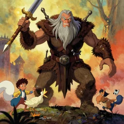 colorful concept art of gandalf fighting the balrog, rodel gonzalez, marc davis, milt kahl, jim warren, don bluth, rob kaz, glen keane, jason deamer