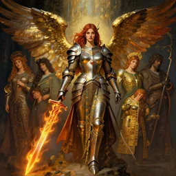 quarter length portrait of a winged, armored female valkyrie with a flaming sword, d & d, fantasy, luis royo, magali villeneuve, donato giancola, wlop, krenz cushart, hans zatka, klimt, alphonse mucha