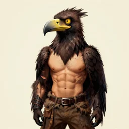 ripped physique beak beak Man portrait Sherlock Samuel Beckett Beak Detective Anthropomorphic furry fashion vogue Vulture man wearing a Buzzard costume wearing a hobo costume gerald brom bastien grivet greg rutkowski norman rockwell portrait face head beak eyes illustration tombow