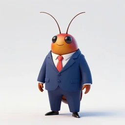 colorful full body shot of an anthropomorphic cockroach wearing a suit, with long thin antennae, trending on artstation, trending on deviantart ,cinematic backlighting, 8k, symmetrical, correct proportions, hyper detail illustration by walt disney, vibrant colors, by tim burton, orange lights, pink shadows