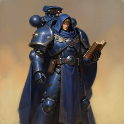 painting of kiryu kazama as a cloaked tech priest holding a book, adeptus mechanicus, cybernetic enhancements attached to his body, zdzislaw beksinski, lewis jones, dariusz zawadzki, wayne barlow, warhammer 4 0 k, cold hue's, warm tone gradient background, concept art, digital painting