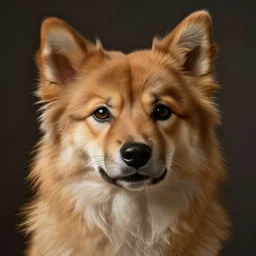 a furry dog with nicolas cage face