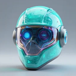 futuristic fluid aquamarine cyber helmet visor, intricate, glowing, eyecandy, colorful, 3 d, octane render, photorealistic, modern, warp, gi joe style,