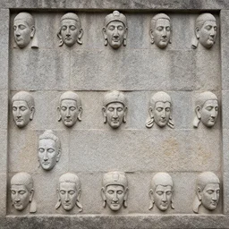 the stone walls are inlaid with numerous ear sculptures